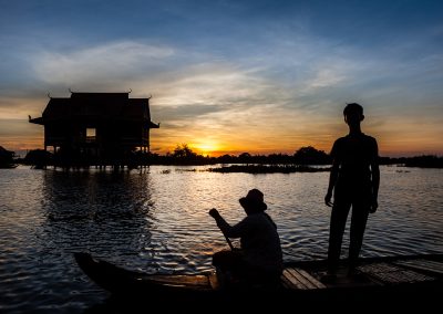 Coucher de soleil sur le Tonlé Sap